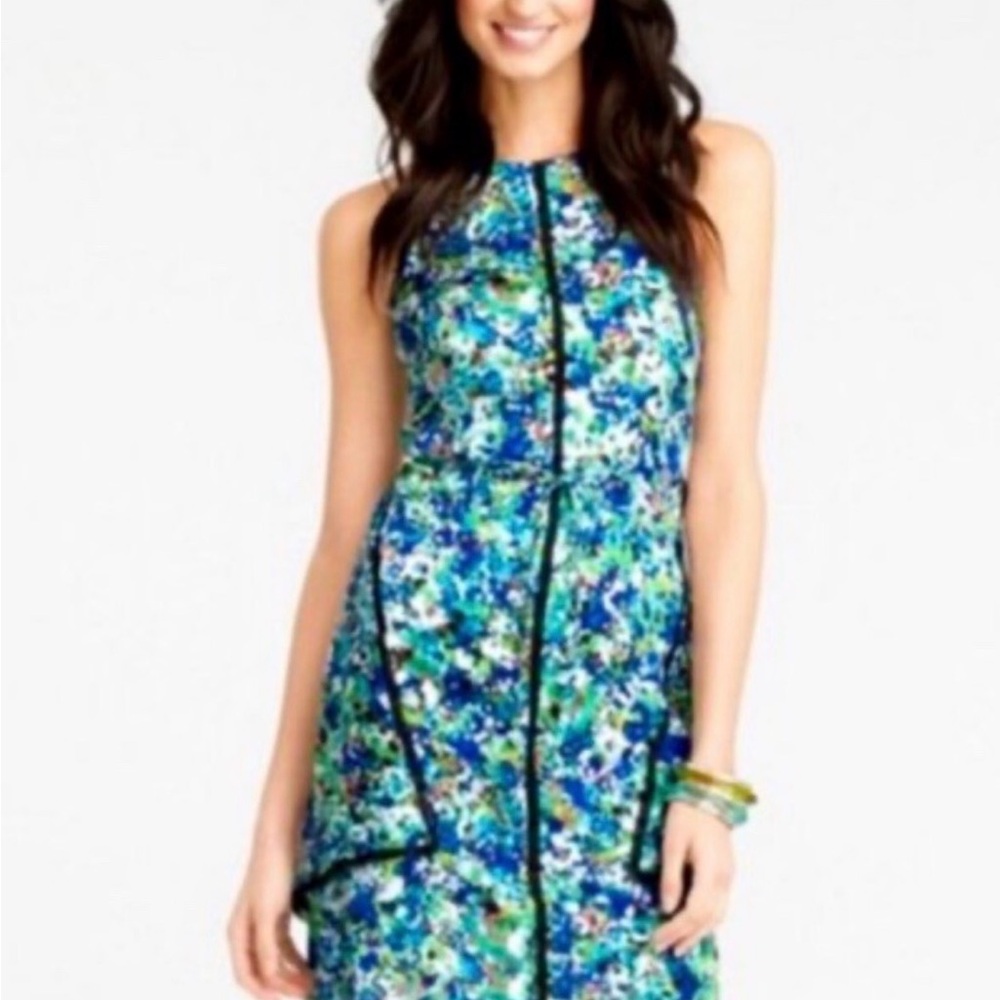 Ann Taylor Blue Halter A-line Midi Dress